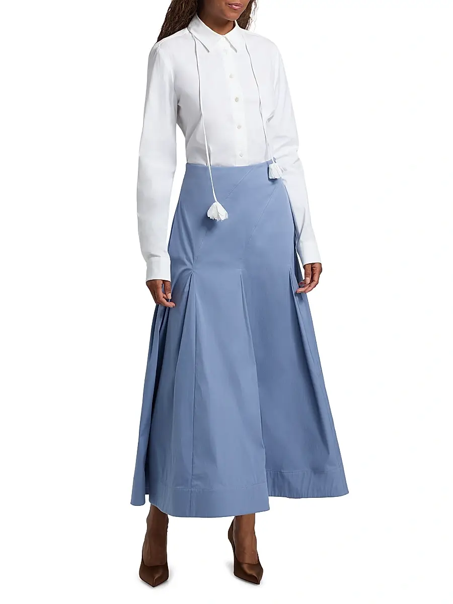 Lela Rose Women's Drop Flower Cotton Poplin Shirt - White | Thumbnail 2 Lela Rose Women's Drop Flower Cotton Poplin Shirt - White | Thumbnail 2