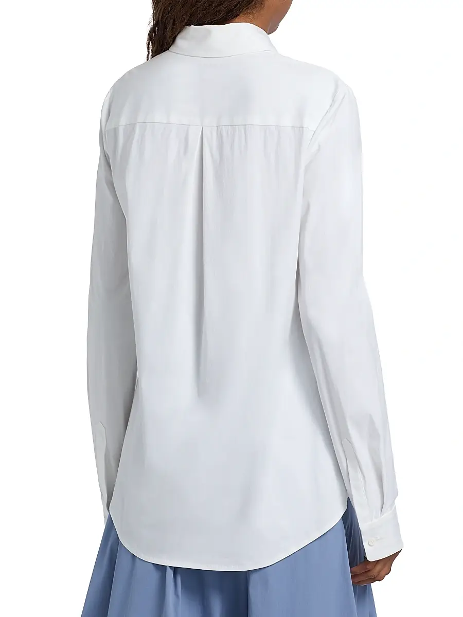 Lela Rose Women's Drop Flower Cotton Poplin Shirt - White | Thumbnail 5 Lela Rose Women's Drop Flower Cotton Poplin Shirt - White | Thumbnail 5