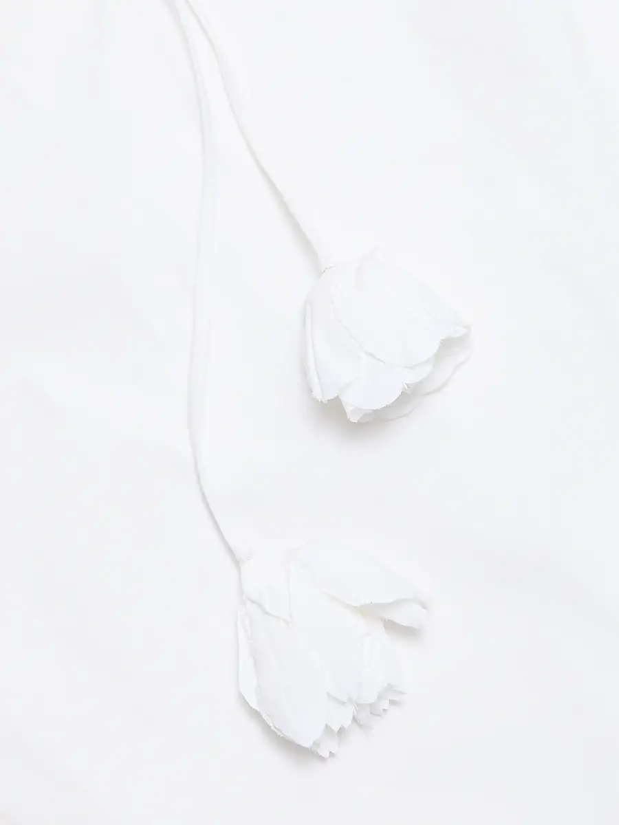 Lela Rose Women's Drop Flower Cotton Poplin Shirt - White | Thumbnail 7 Lela Rose Women's Drop Flower Cotton Poplin Shirt - White | Thumbnail 7