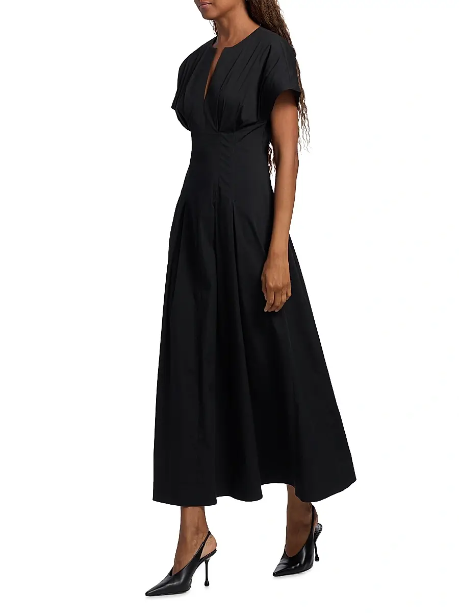 Lela Rose Women's Smocked Back Cotton Poplin Midi-Dress | Thumbnail 2 Lela Rose Women's Smocked Back Cotton Poplin Midi-Dress | Thumbnail 2