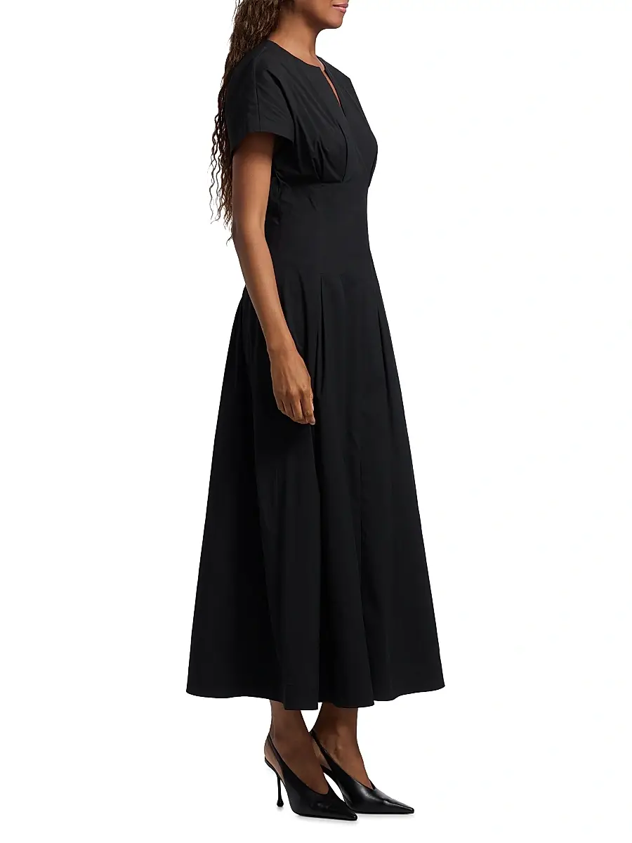 Lela Rose Women's Smocked Back Cotton Poplin Midi-Dress | Thumbnail 4 Lela Rose Women's Smocked Back Cotton Poplin Midi-Dress | Thumbnail 4