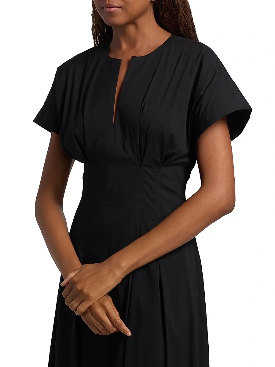Lela Rose Women's Smocked Back Cotton Poplin Midi-Dress | Thumbnail 6 Lela Rose Women's Smocked Back Cotton Poplin Midi-Dress | Thumbnail 6