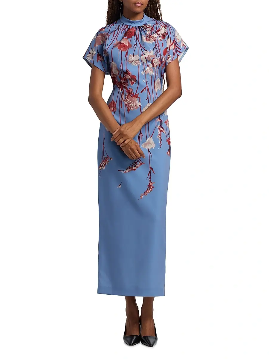 Lela Rose Women's Stella Floral Crêpe Midi-Dress | Thumbnail 2 Lela Rose Women's Stella Floral Crêpe Midi-Dress | Thumbnail 2