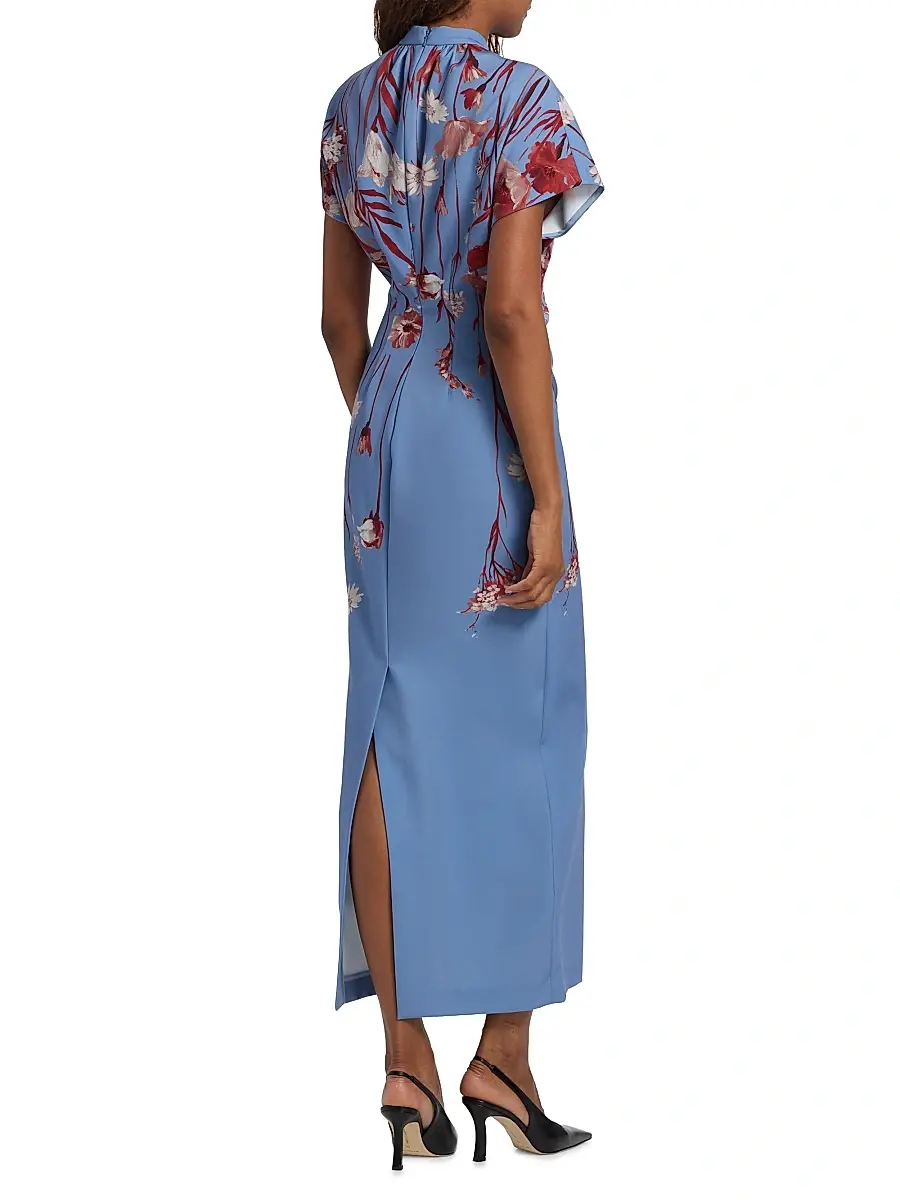 Lela Rose Women's Stella Floral Crêpe Midi-Dress | Thumbnail 5 Lela Rose Women's Stella Floral Crêpe Midi-Dress | Thumbnail 5