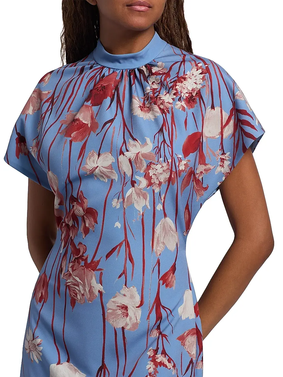 Lela Rose Women's Stella Floral Crêpe Midi-Dress | Thumbnail 6 Lela Rose Women's Stella Floral Crêpe Midi-Dress | Thumbnail 6