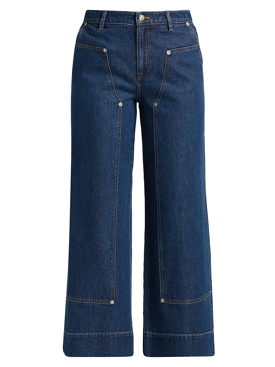 Cinq à Sept Women's Ryker Wide-Leg Cropped Jeans - Tide | Image 1 Cinq à Sept Women's Ryker Wide-Leg Cropped Jeans - Tide | Image 1
