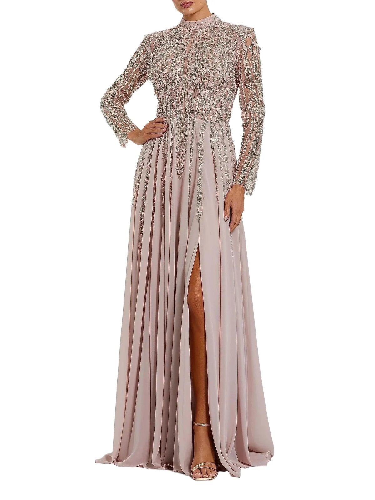 Women's Evening Embellished Satin Gown