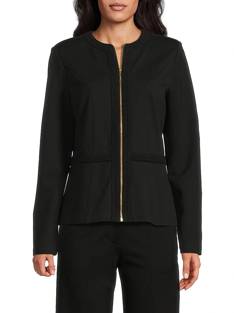Misook Women's Heritage Stretch Ponte Zip-Up Jacket | Thumbnail 3 Misook Women's Heritage Stretch Ponte Zip-Up Jacket | Thumbnail 3