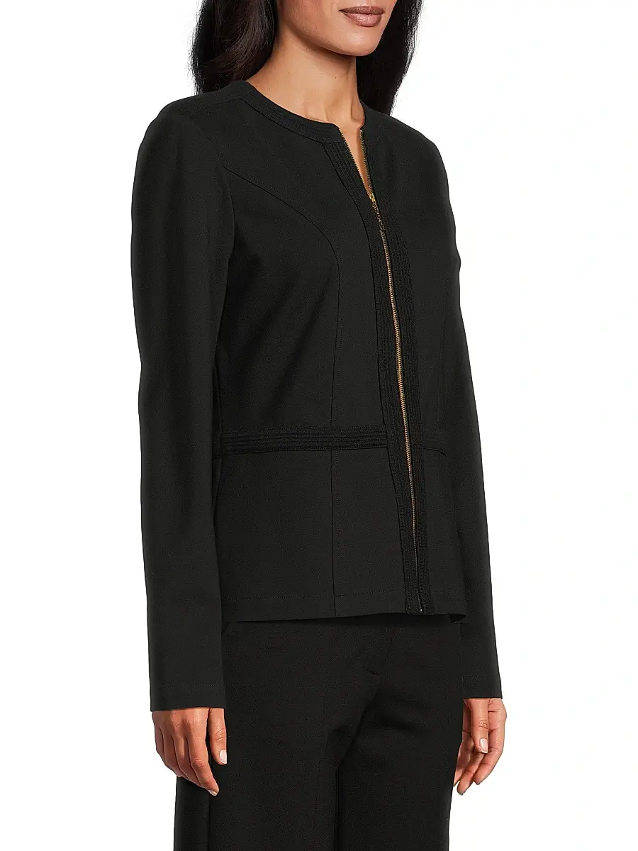 Misook Women's Heritage Stretch Ponte Zip-Up Jacket | Thumbnail 4 Misook Women's Heritage Stretch Ponte Zip-Up Jacket | Thumbnail 4