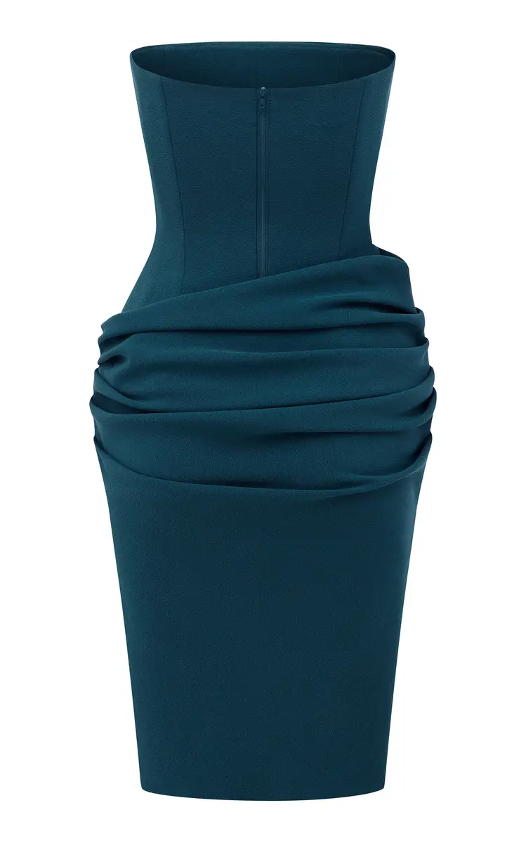 Alex Perry Strapless Longline Draped Dress In Stretch Crepe | Thumbnail 3