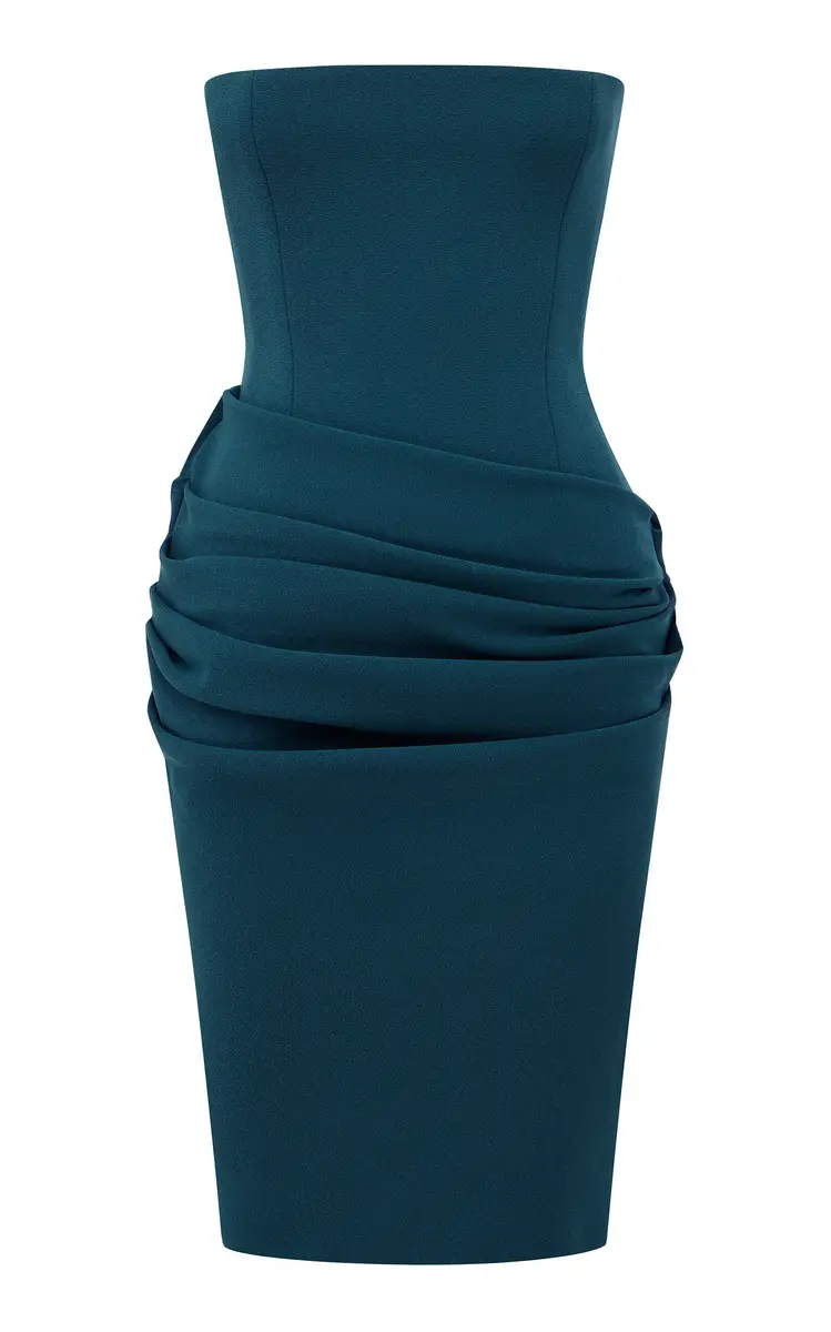 Alex Perry Strapless Longline Draped Dress In Stretch Crepe | Thumbnail 4