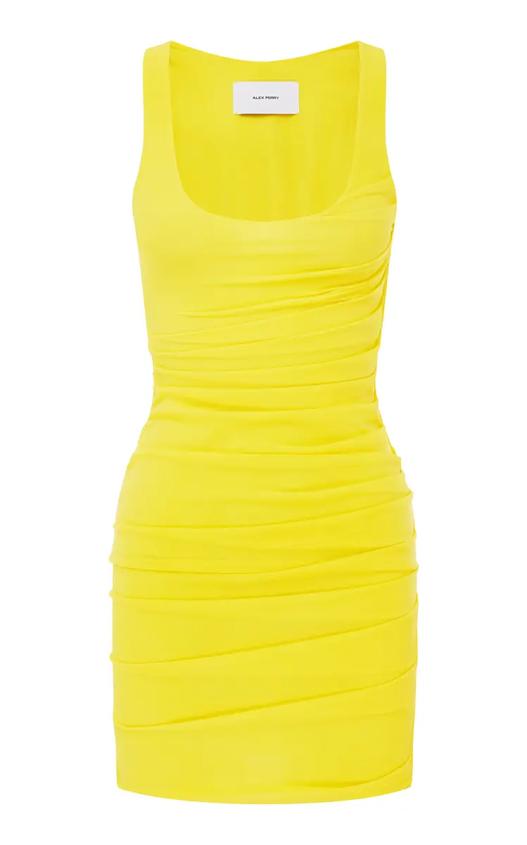 Alex Perry Ruched Singlet Mini Dress In Power Mesh