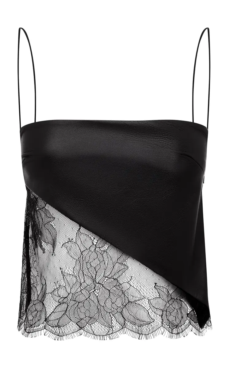 Camisole Top In Leather & Lace