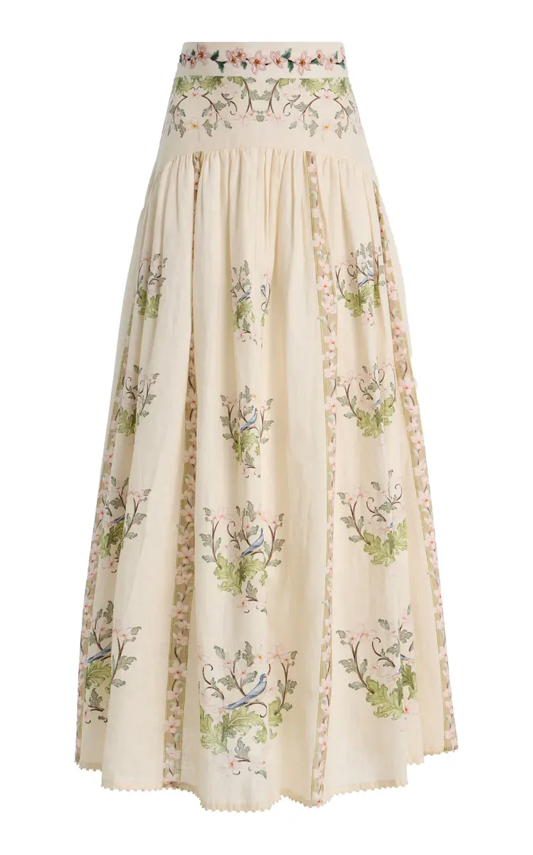 Agua by Agua Bendita Curuá Anhelo Embroidered Linen Maxi Skirt | Image 1 Agua by Agua Bendita Curuá Anhelo Embroidered Linen Maxi Skirt | Image 1