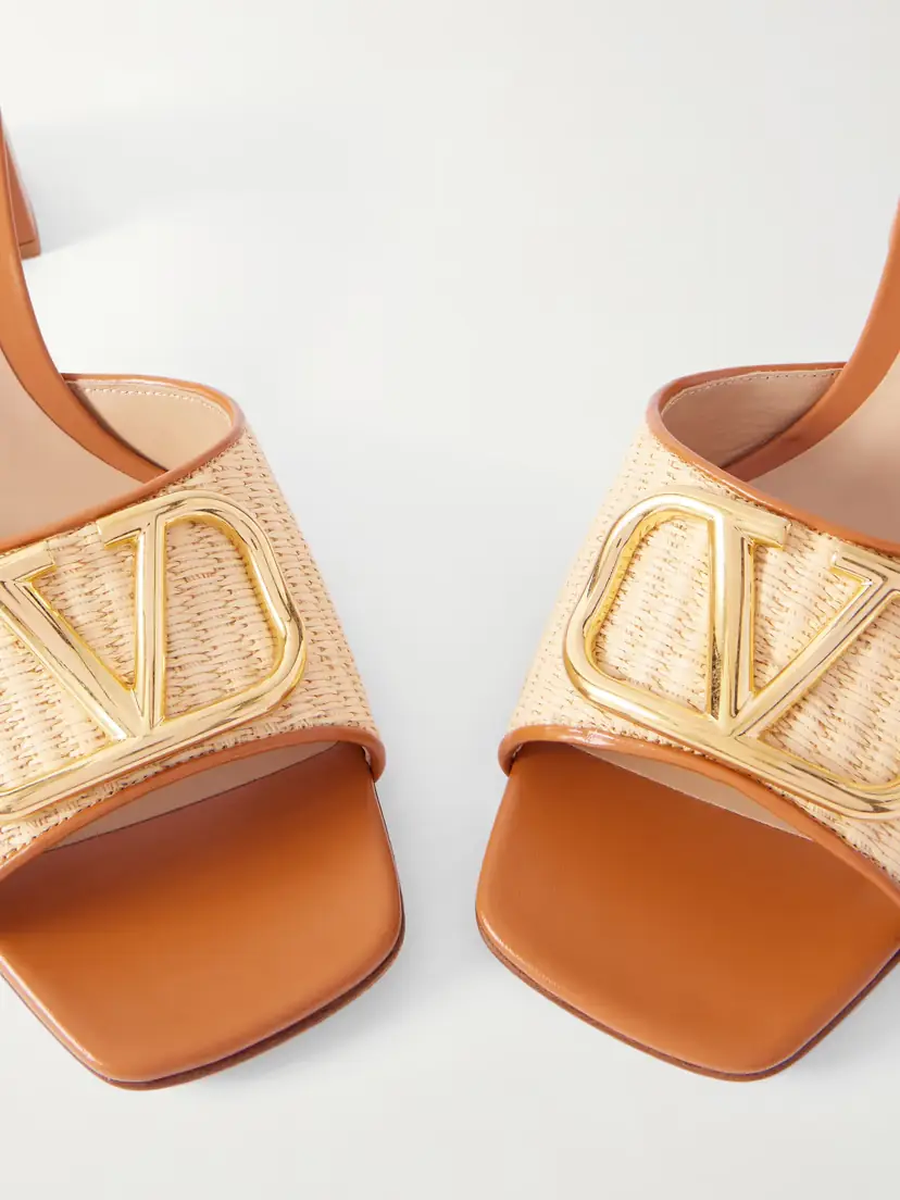 Valentino Garavani Vlogo Leather-trimmed Raffia Sandals | Thumbnail 5 Valentino Garavani Vlogo Leather-trimmed Raffia Sandals | Thumbnail 5