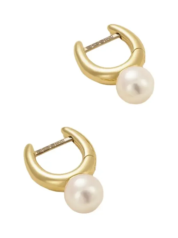 18-karat Gold Pearl Hoop Earrings 18-karat Gold Pearl Hoop Earrings