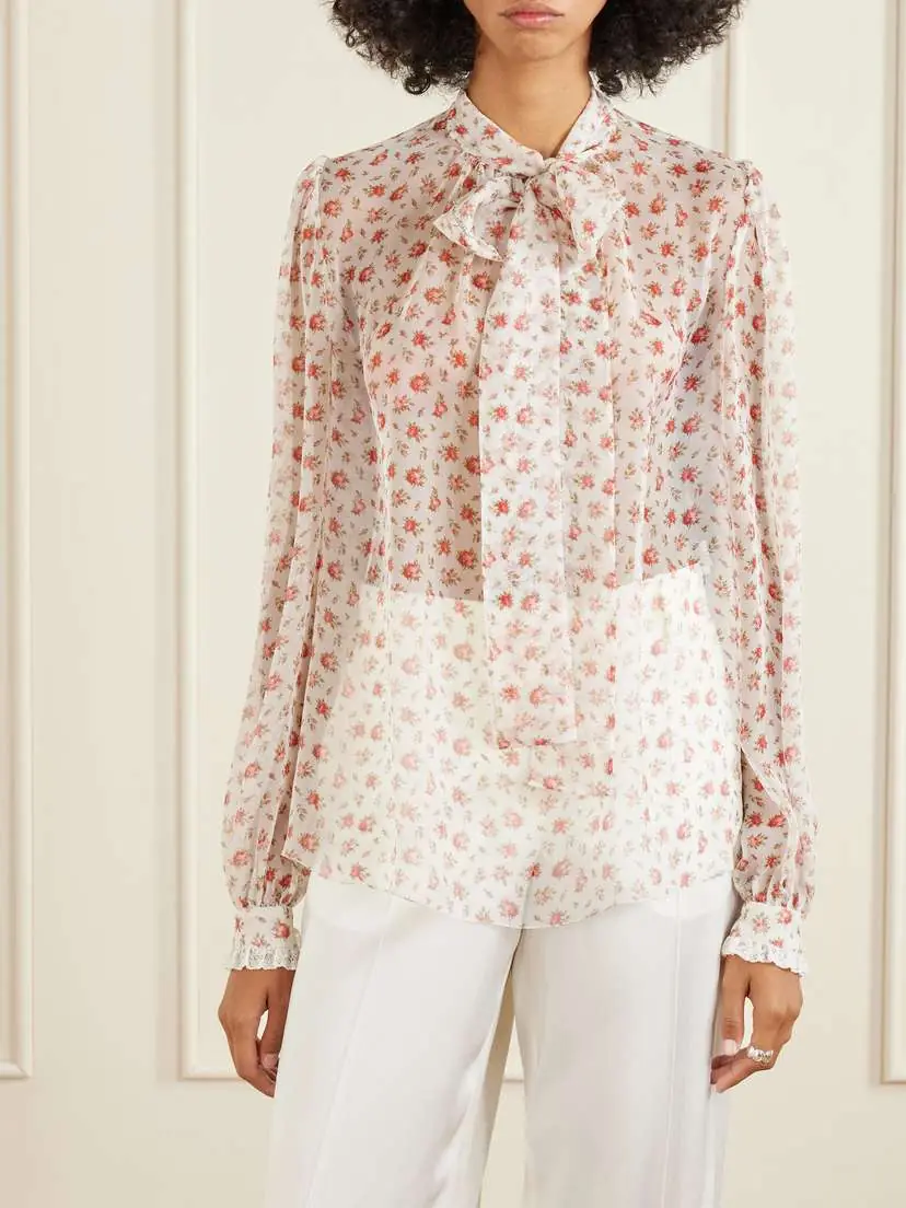 Dolce & Gabbana Floral-print Silk-blend Chiffon Blouse | Thumbnail 3