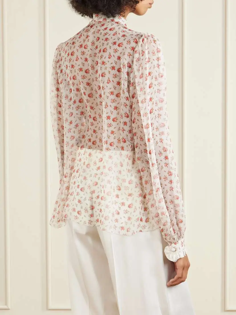 Dolce & Gabbana Floral-print Silk-blend Chiffon Blouse | Thumbnail 4