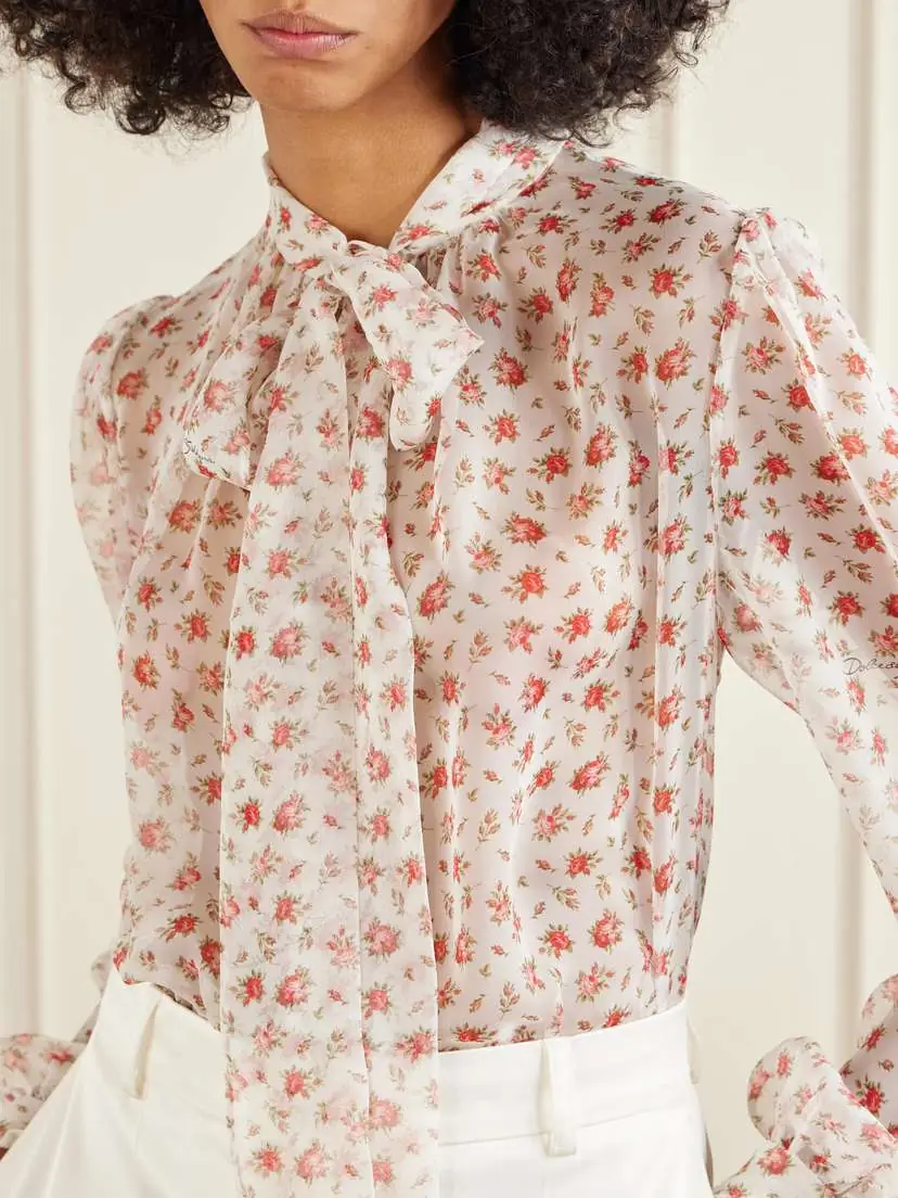 Dolce & Gabbana Floral-print Silk-blend Chiffon Blouse | Thumbnail 5