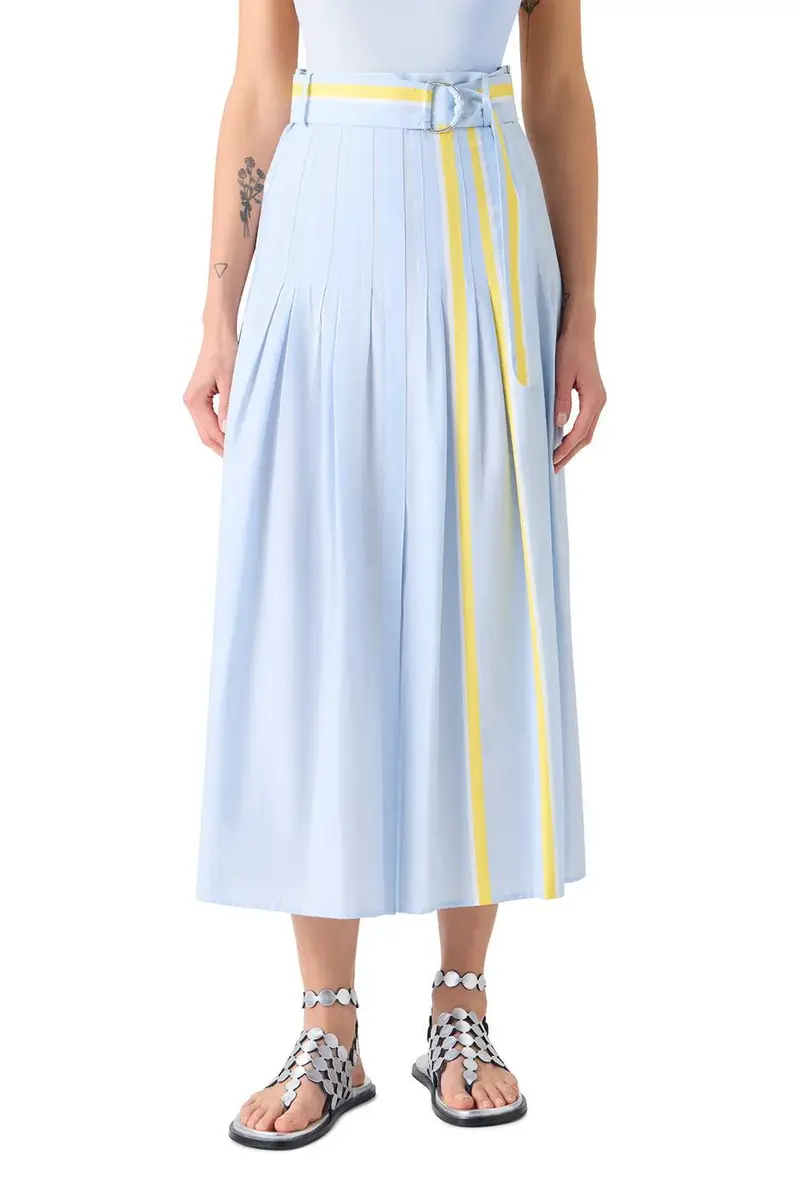 Akris punto Stripe Pleated Midi Skirt | Thumbnail 2