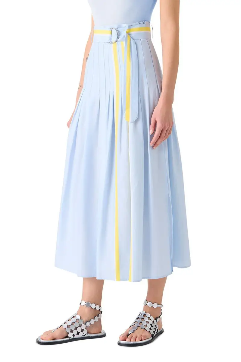 Akris punto Stripe Pleated Midi Skirt | Thumbnail 3