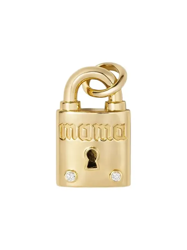 Jennifer Fisher Personalized Medium Lock with Two Diamonds 18K Yellow Gold