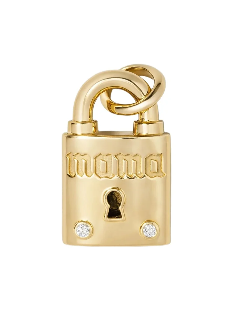 Jennifer Fisher Personalized Medium Lock with Two Diamonds 18K Yellow Gold