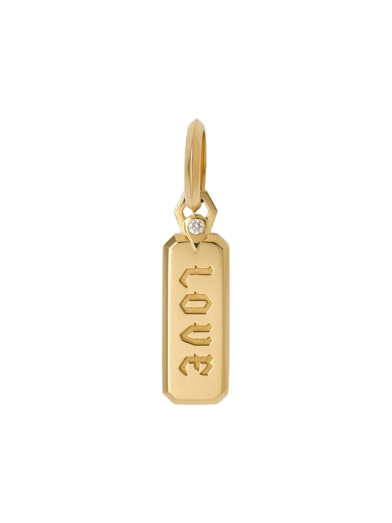 Jennifer Fisher Small Love Dog Tag in 18K Yellow Gold Jennifer Fisher Small Love Dog Tag in 18K Yellow Gold