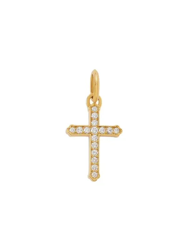 Jennifer Fisher Small Royal Cross with Pavé White Diamonds 18K Yellow Gold