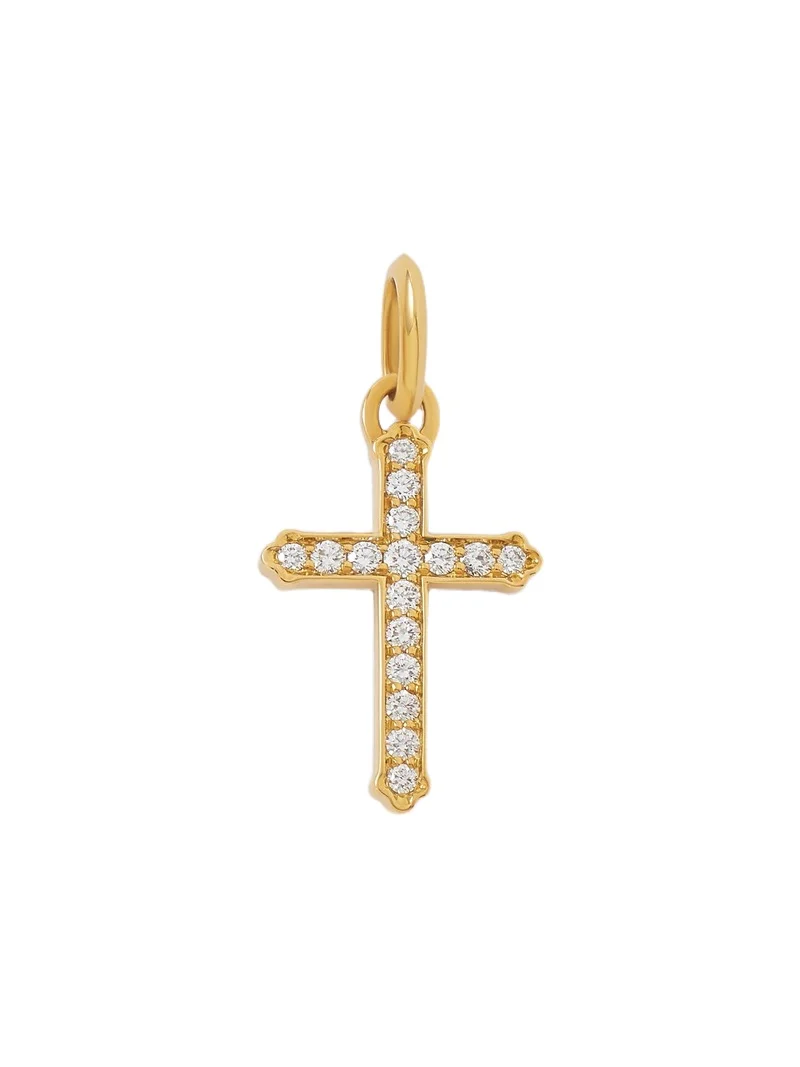 Jennifer Fisher Small Royal Cross with Pavé White Diamonds 18K Yellow Gold