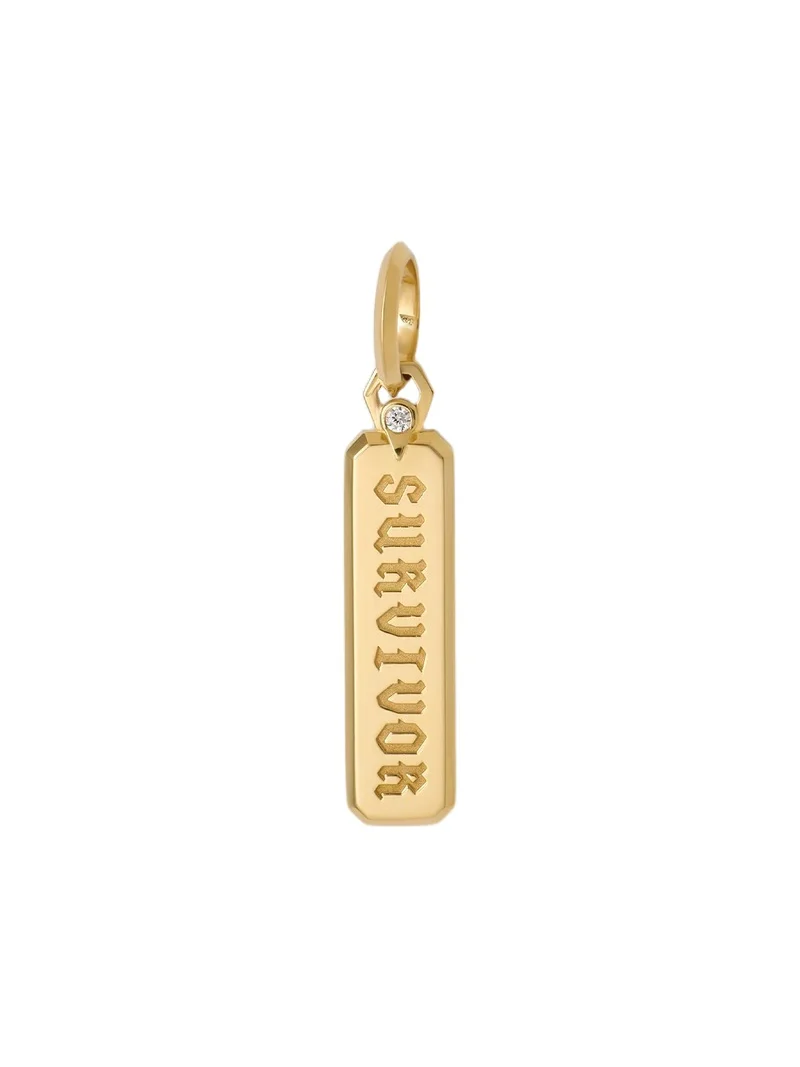 Large Survivor Dog Tag in 18k Yellow Gold