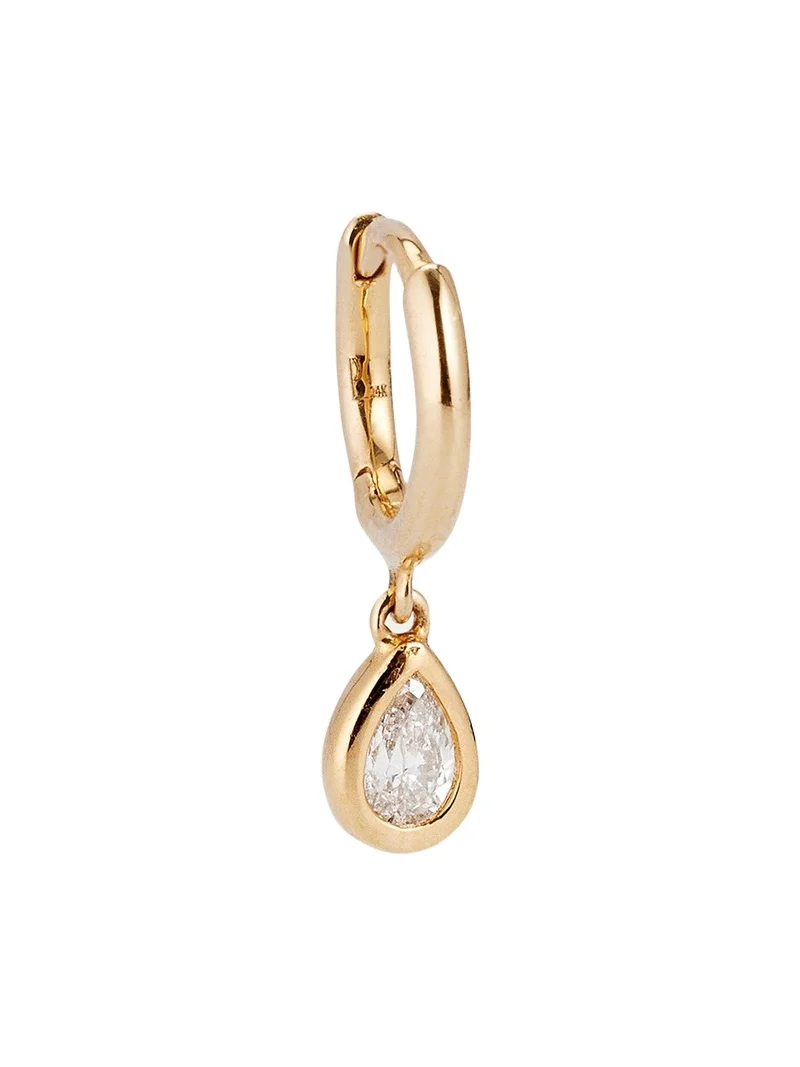 PAMELA LOVE 14K Yellow Gold Raindrop Huggie Earring, Single