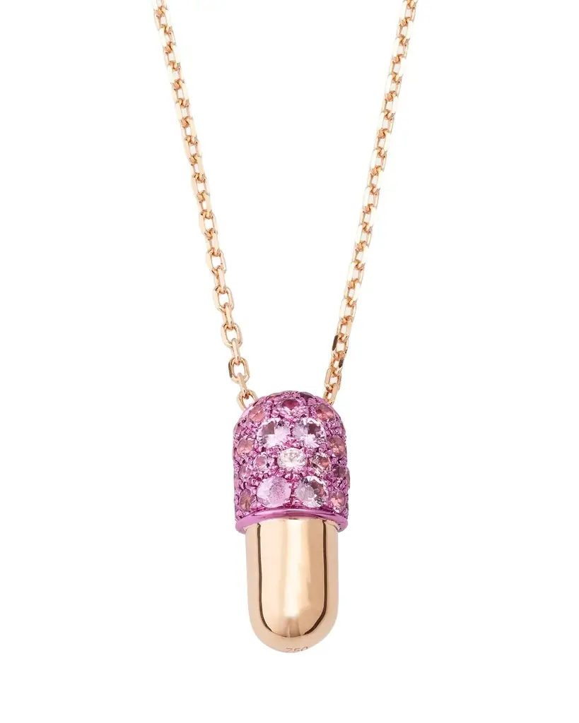 18K Rose Gold Pink Sapphire Pendant Necklace 18K Rose Gold Pink Sapphire Pendant Necklace