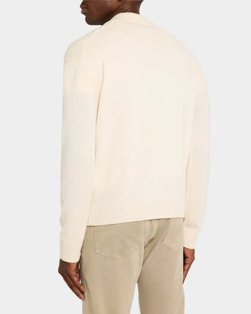 FRAME Men's Wool-Silk Polo Sweater | Thumbnail 2