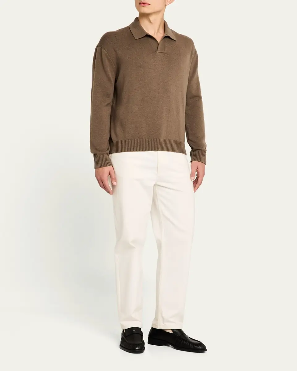 FRAME Men's Wool-Silk Polo Sweater | Thumbnail 12