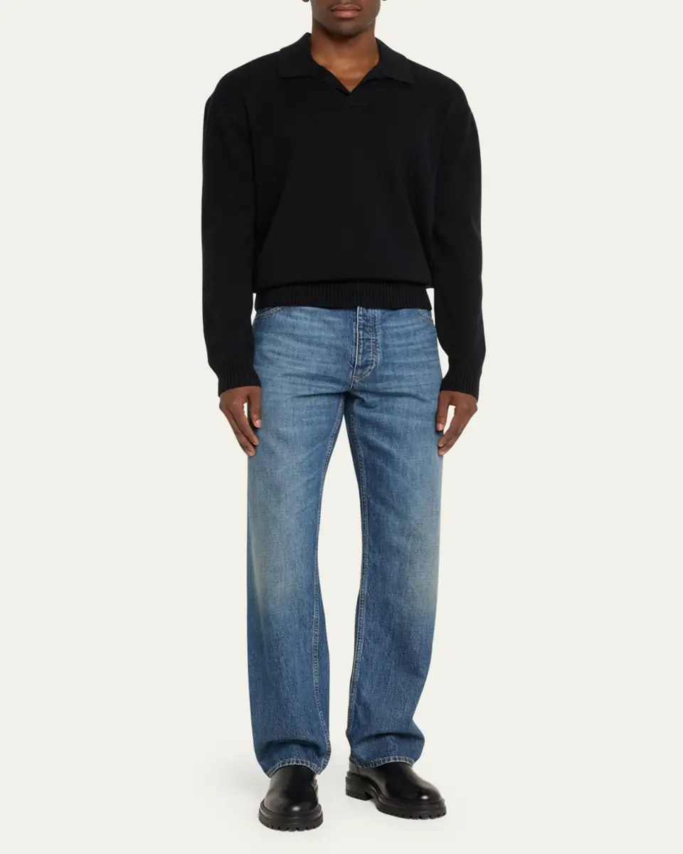 FRAME Men's Wool-Silk Polo Sweater | Thumbnail 6