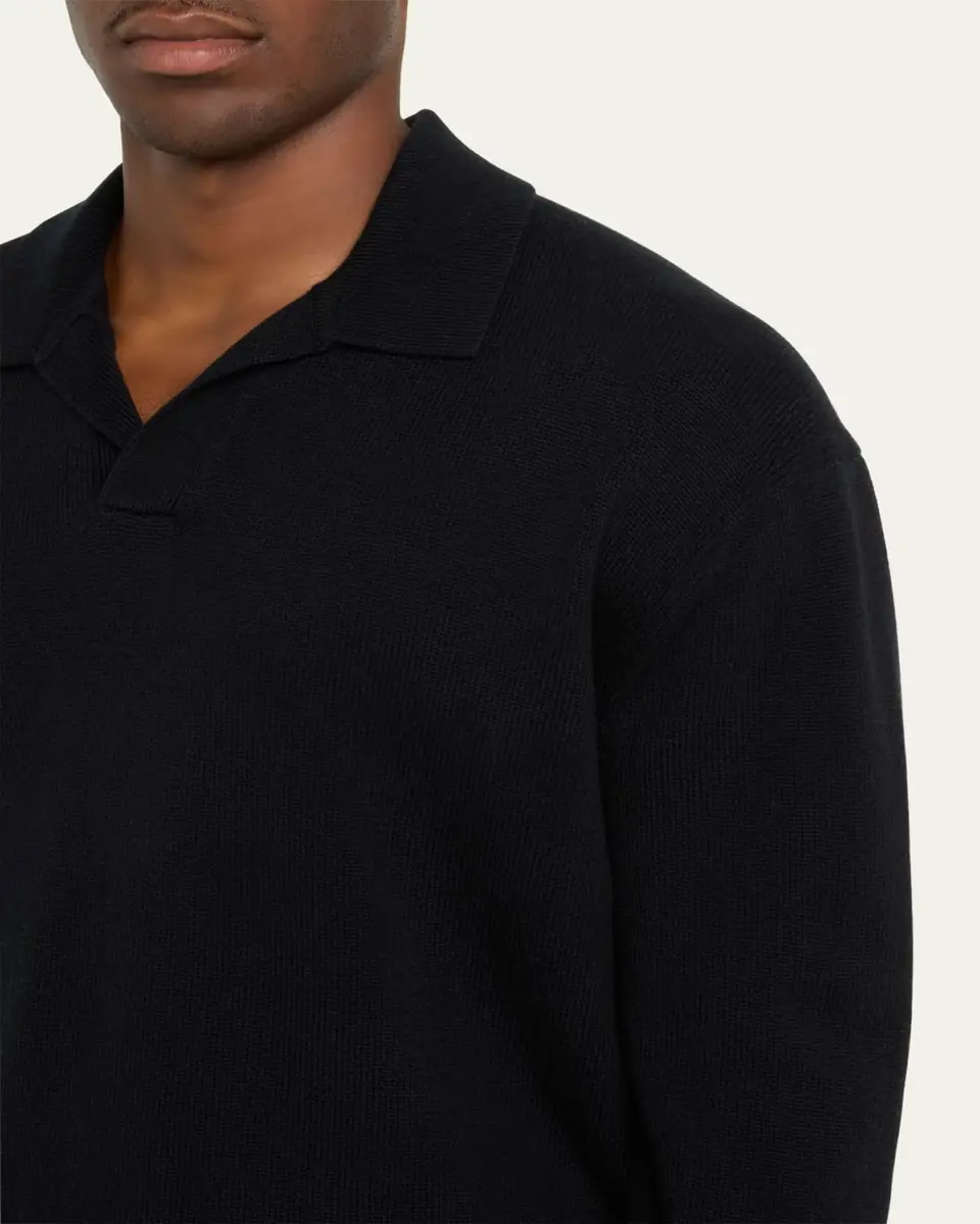 FRAME Men's Wool-Silk Polo Sweater | Thumbnail 9
