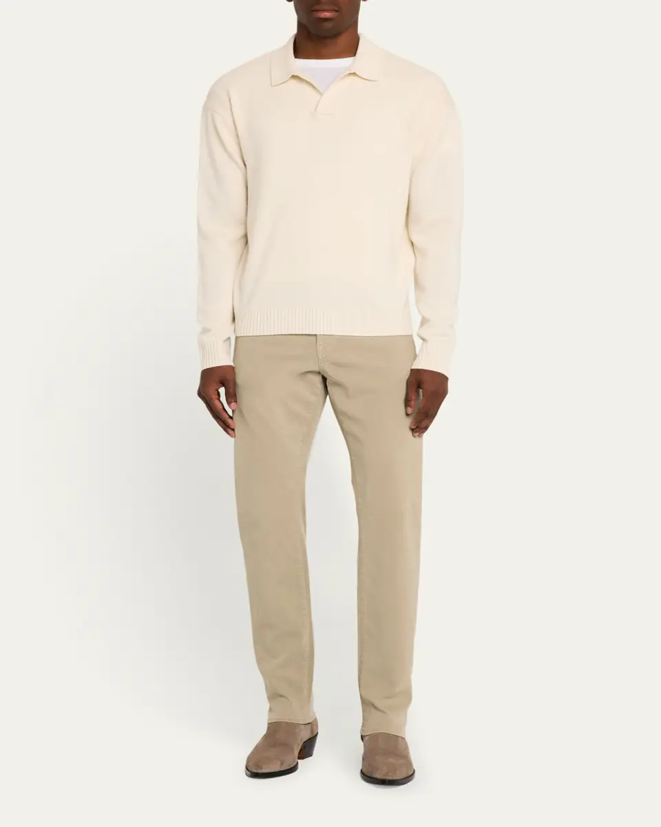 FRAME Men's Wool-Silk Polo Sweater | Thumbnail 10
