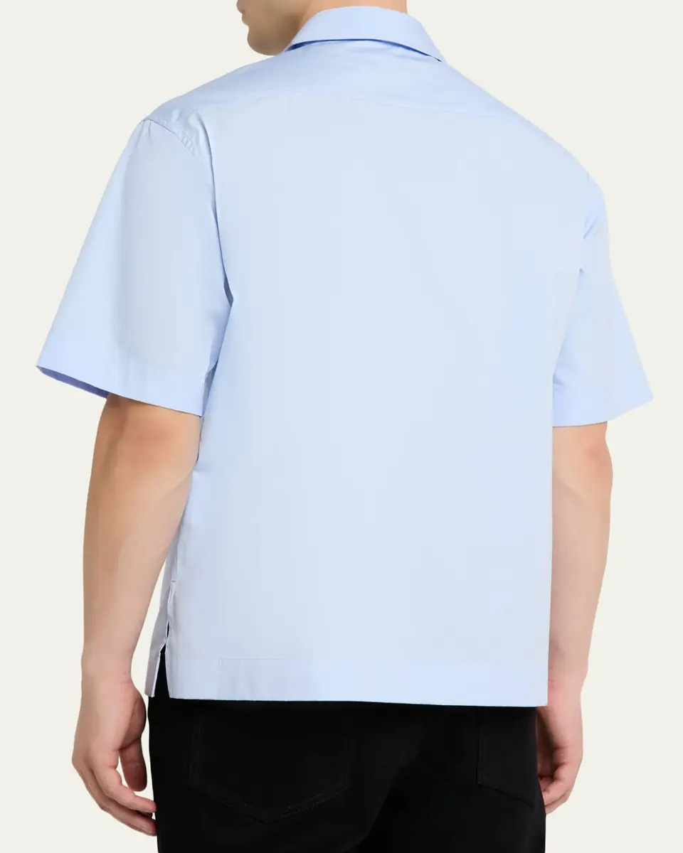 Givenchy Men's Poplin Short-Sleeve Shirt with Surrealism Print | Thumbnail 3