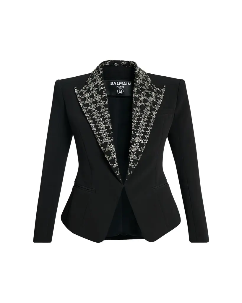 Balmain Embroidered Lapels Single-Breasted Jacket | Image 1 Balmain Embroidered Lapels Single-Breasted Jacket | Image 1