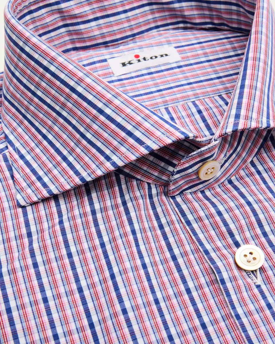 Kiton Men's Graph Check Cotton Dress Shirt | Thumbnail 2 Kiton Men's Graph Check Cotton Dress Shirt | Thumbnail 2
