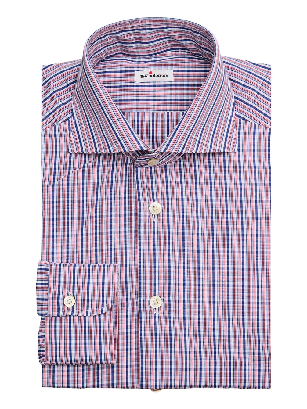 Kiton Men's Graph Check Cotton Dress Shirt