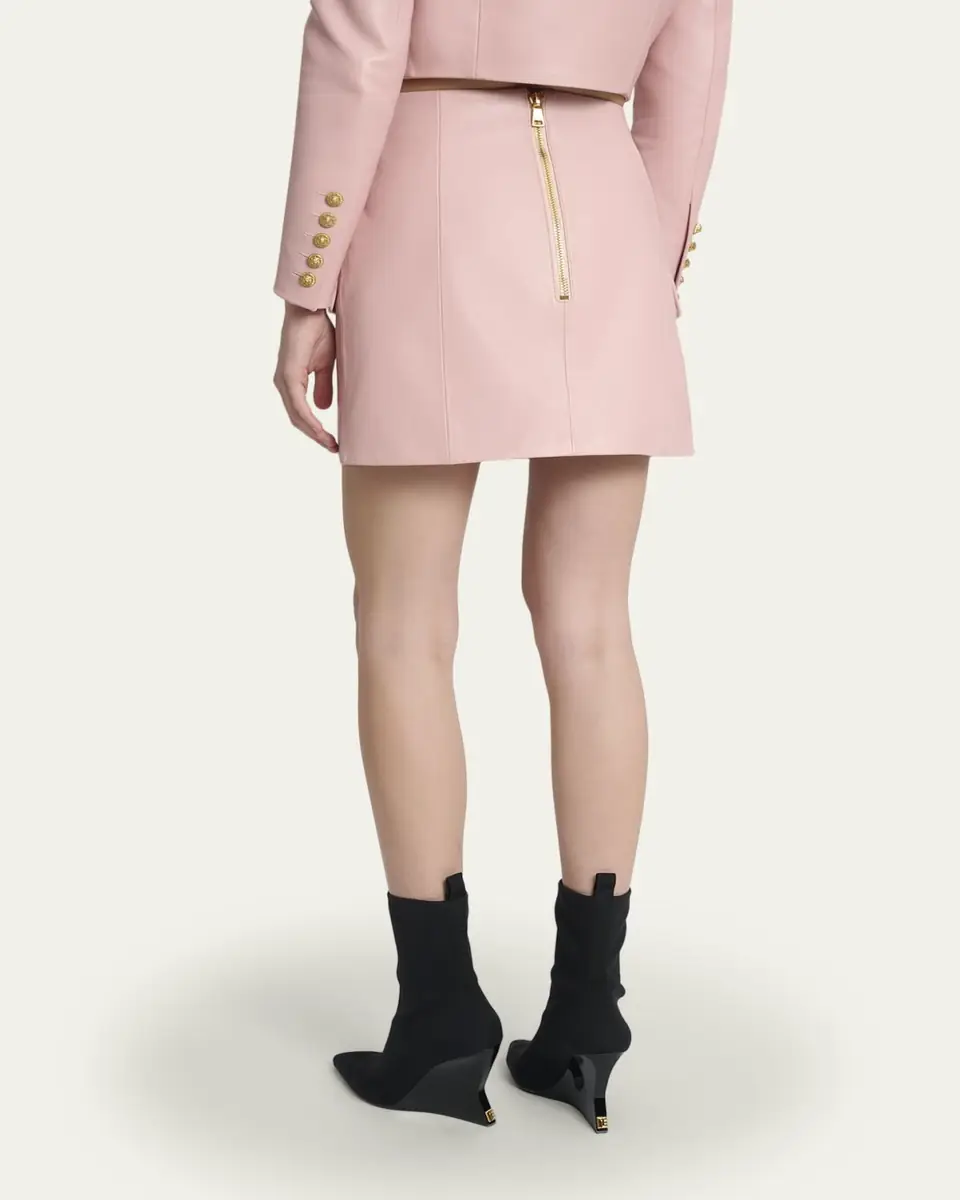 Balmain Button-Front Leather Mini Skirt | Thumbnail 3 Balmain Button-Front Leather Mini Skirt | Thumbnail 3