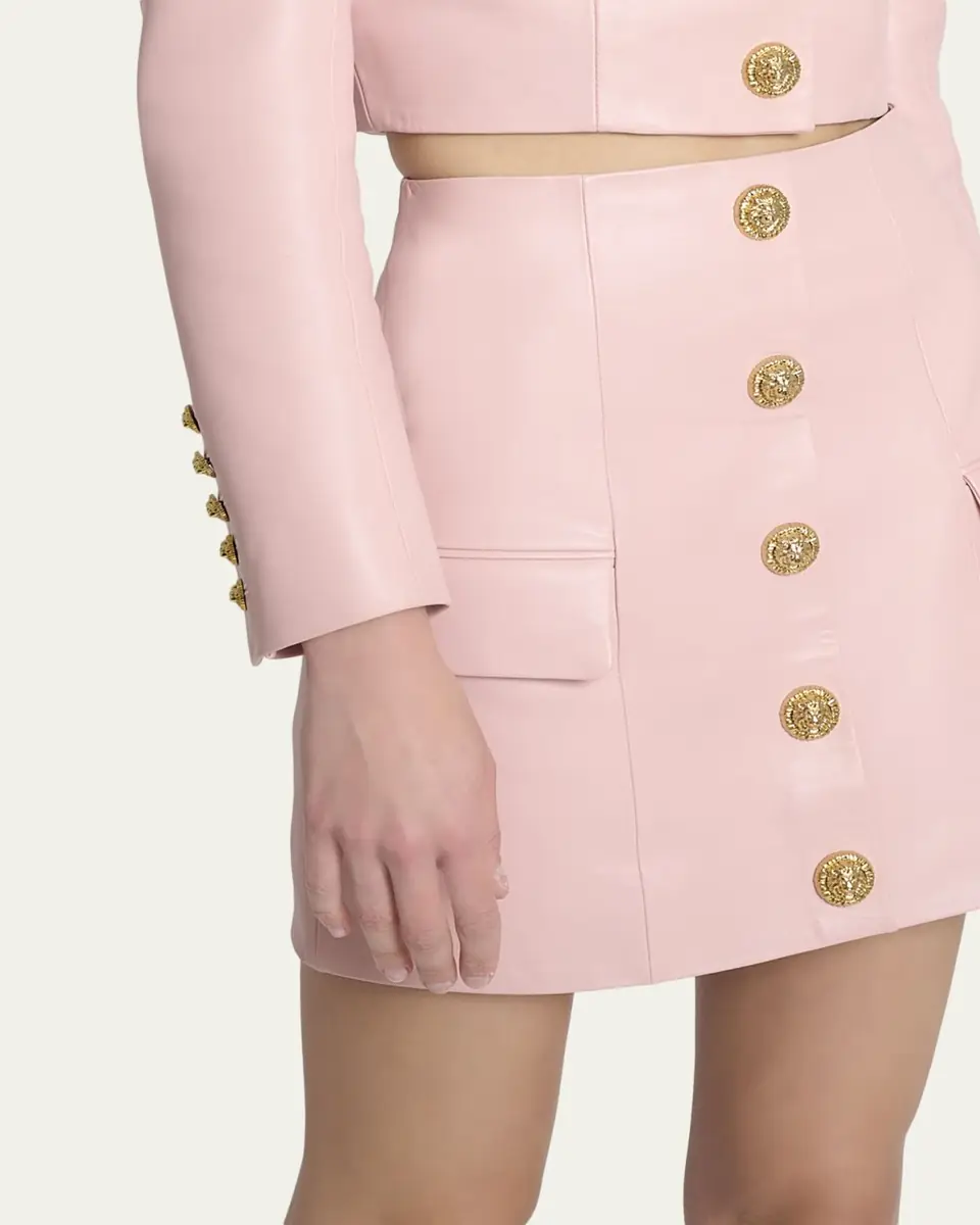 Balmain Button-Front Leather Mini Skirt | Thumbnail 5 Balmain Button-Front Leather Mini Skirt | Thumbnail 5