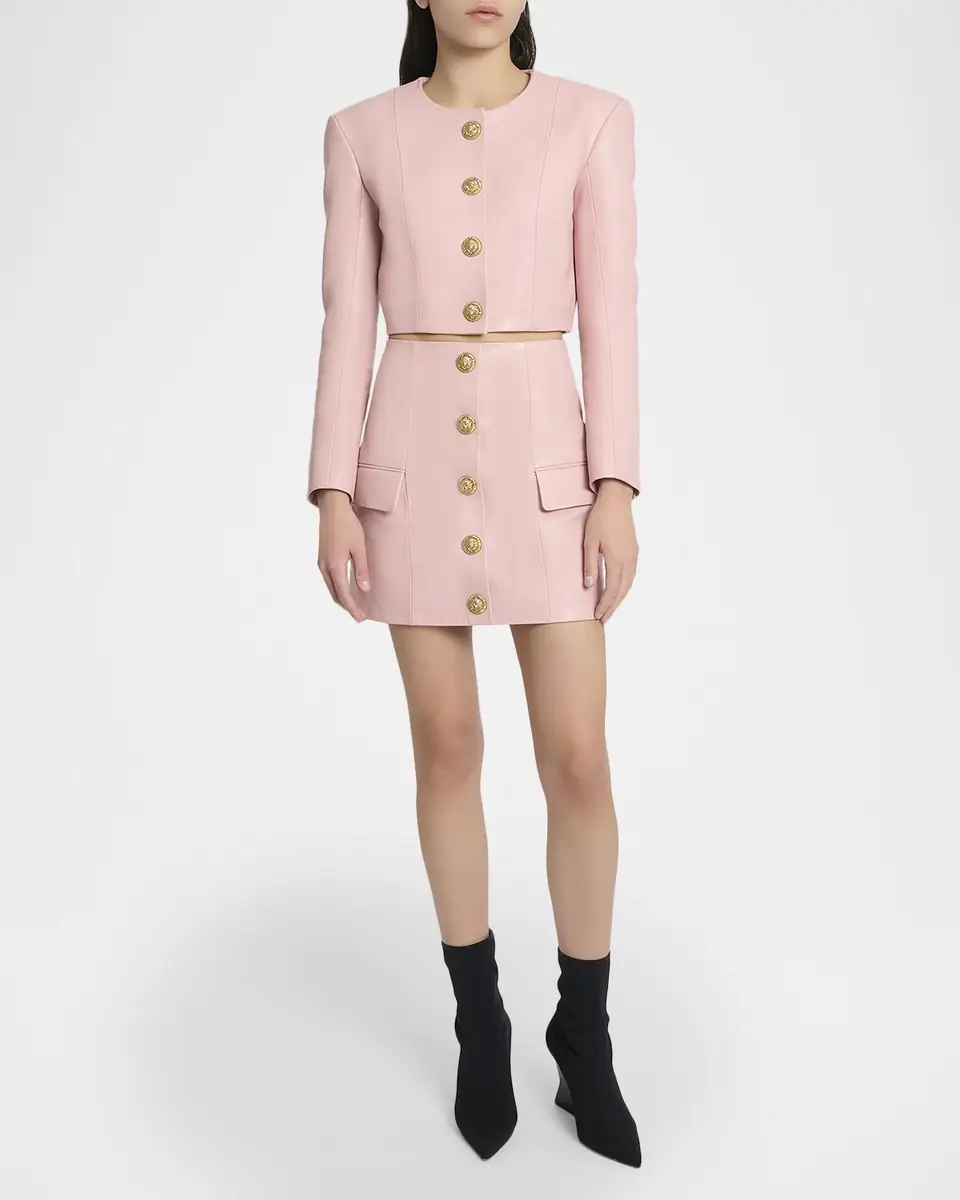 Balmain Button-Front Leather Mini Skirt | Thumbnail 6 Balmain Button-Front Leather Mini Skirt | Thumbnail 6