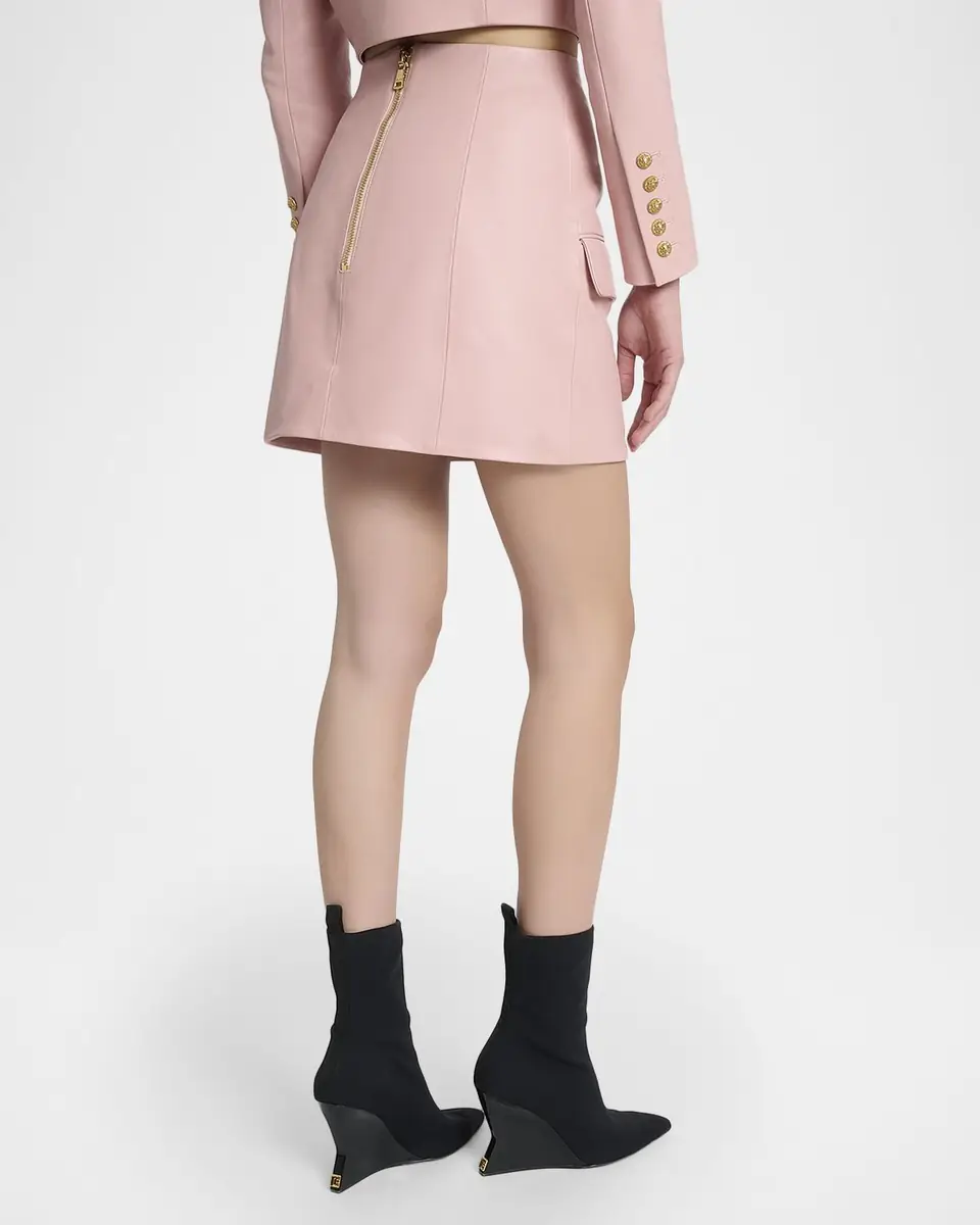 Balmain Button-Front Leather Mini Skirt | Thumbnail 7 Balmain Button-Front Leather Mini Skirt | Thumbnail 7
