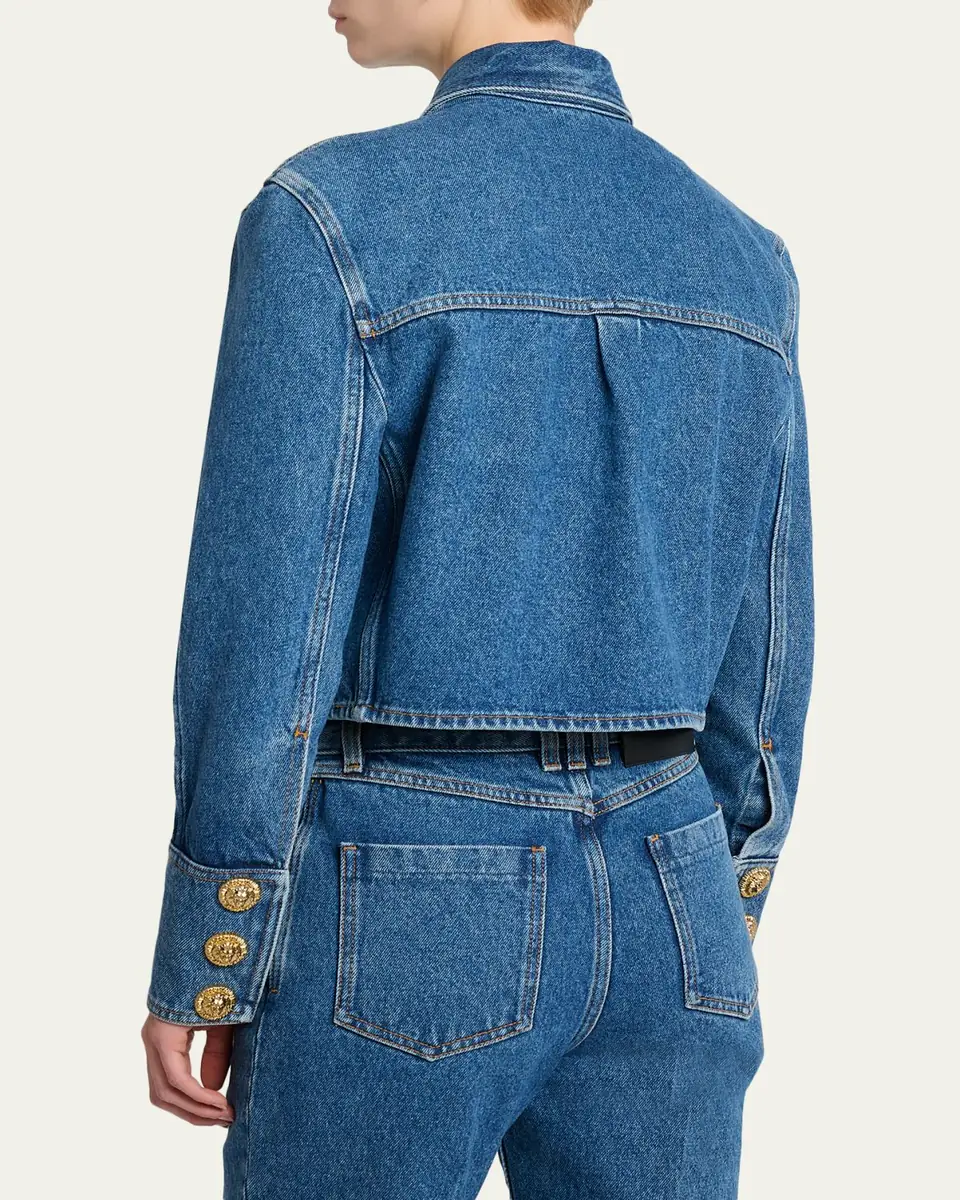 Balmain Two-Pocket Crop Denim Jacket | Thumbnail 3 Balmain Two-Pocket Crop Denim Jacket | Thumbnail 3