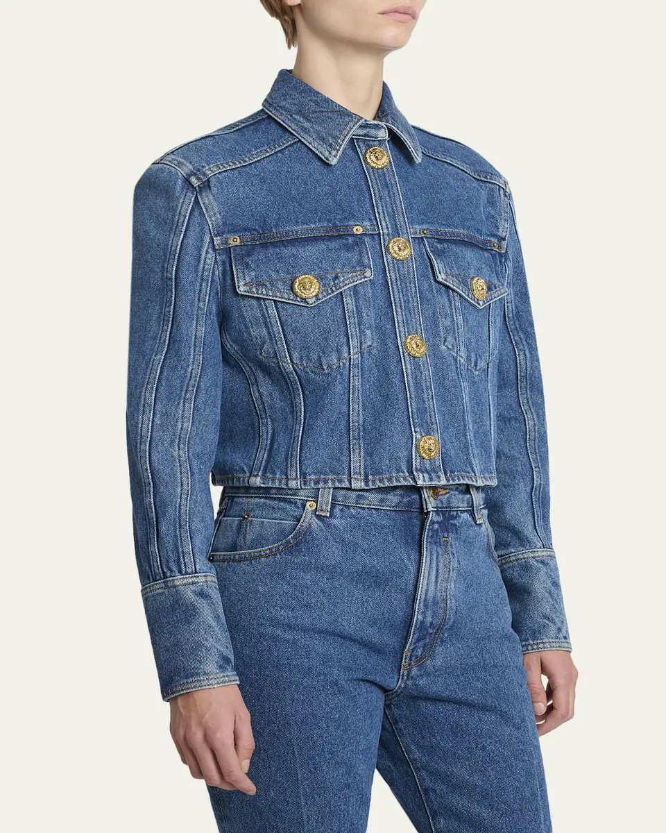 Balmain Two-Pocket Crop Denim Jacket | Thumbnail 4 Balmain Two-Pocket Crop Denim Jacket | Thumbnail 4
