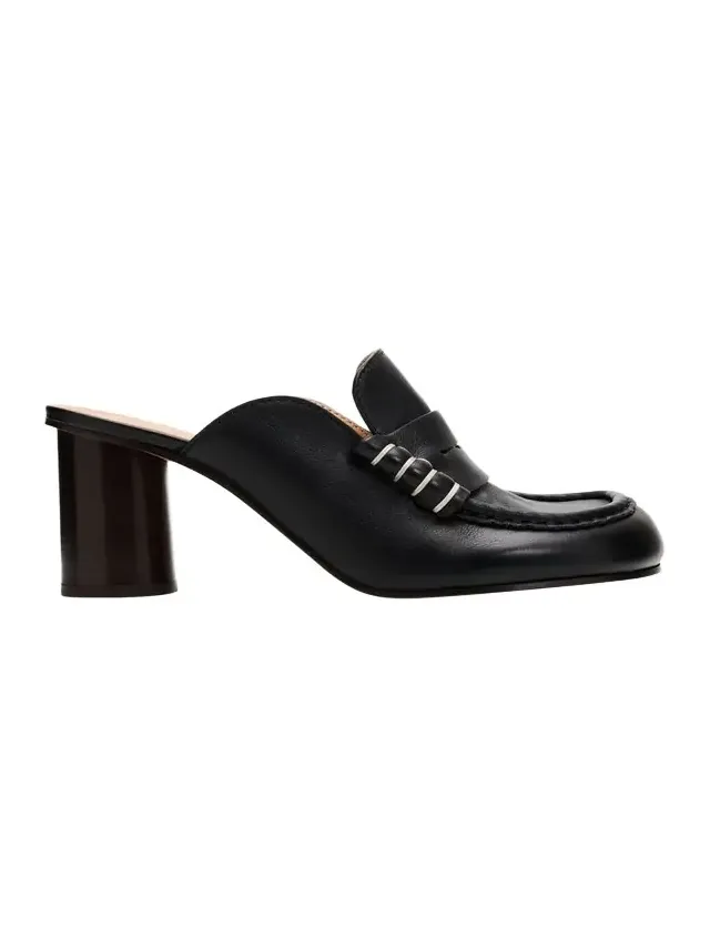 70mm Leather Loafer Mules
