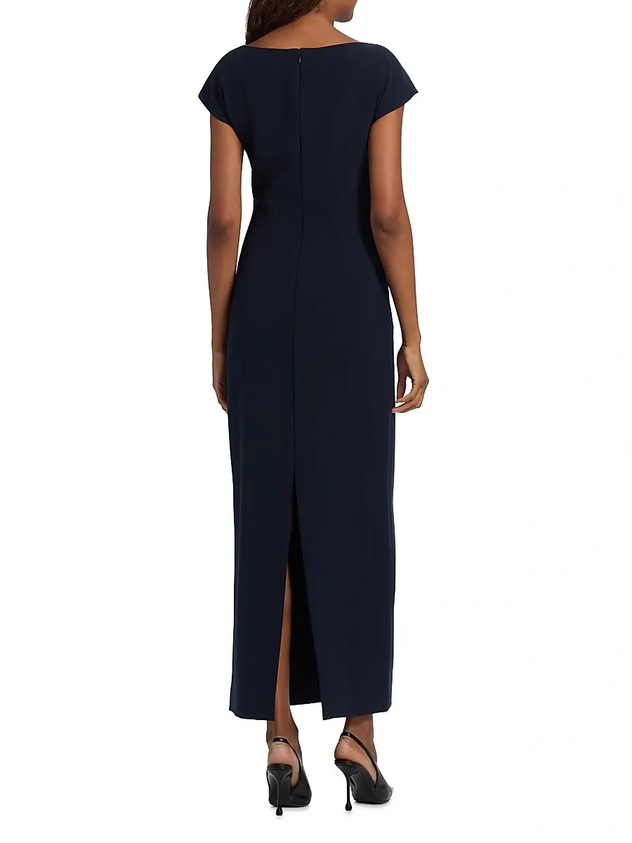 Lela Rose Women's Floral-Embroidered Fluid Crêpe Cocktail Dress - Navy Blue | Thumbnail 5 Lela Rose Women's Floral-Embroidered Fluid Crêpe Cocktail Dress - Navy Blue | Thumbnail 5